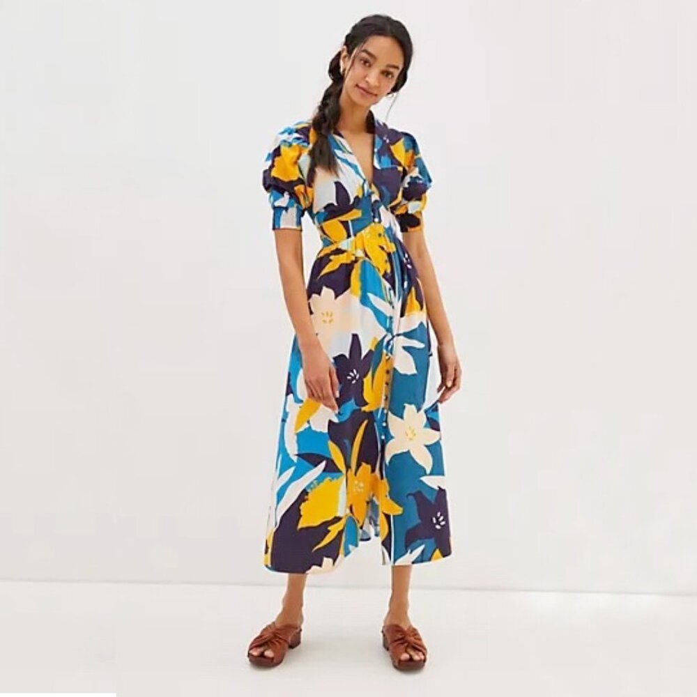ANTHROPOLOGIE | 100% Cotton Ronika Botanical Maxi Dress | NWT